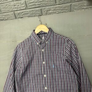 johnnie-o Prepformance Gingham Button Down Shirt Mens Size 16 Navy Red White